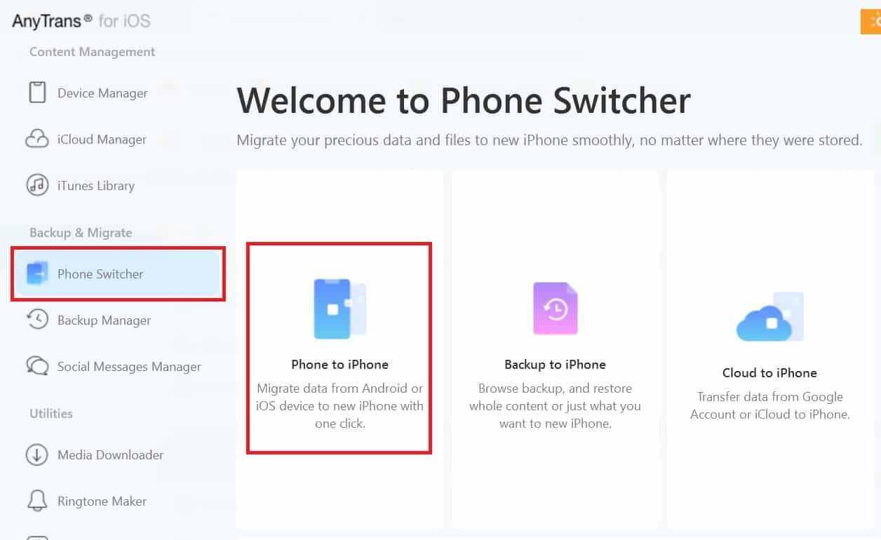 Sử dụng AnyTrans bước 1